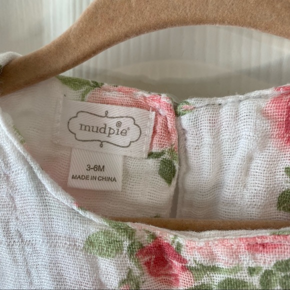 Mud Pie baby girls linen rose floral dress - Picture 2 of 7